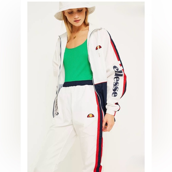 Ellesse Flogrida White Red Stripe Track Pants Joggers Size 8 - Picture 4 of 13